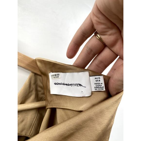 Significant Other Erika Gold Satin One Shoulder Gown - Picture 4 of 7